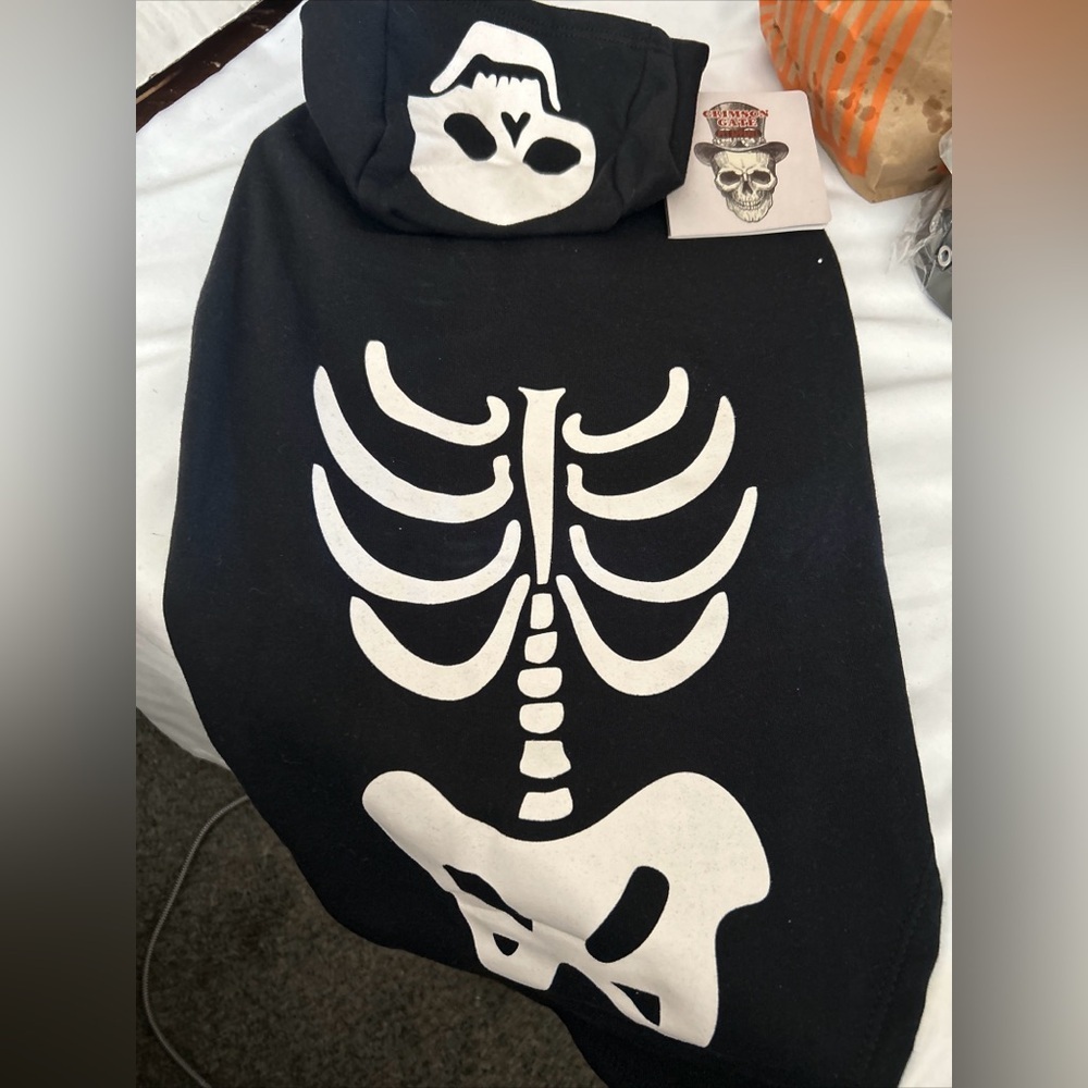Pet Dog Cat Halloween Skeleton Hoodies Glowing Skull Cute Crimson Gate Large